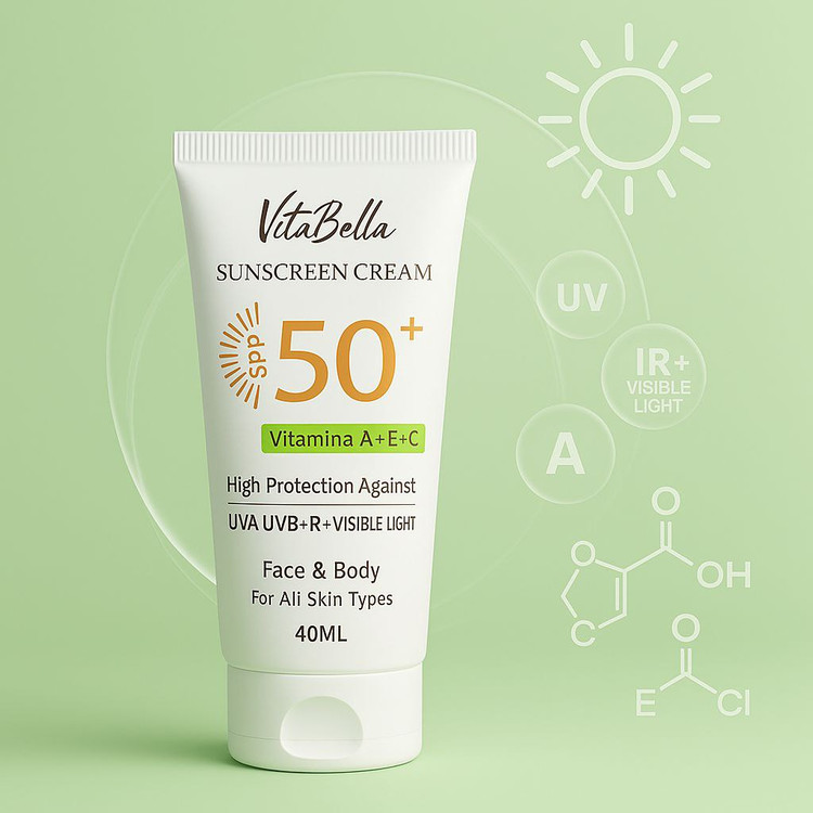 کرم ضد آفتاب spf۵۰ بی رنگ حجم ۴۰ میل ویتابلا